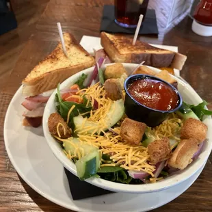 Turkey Club with a huge salad!