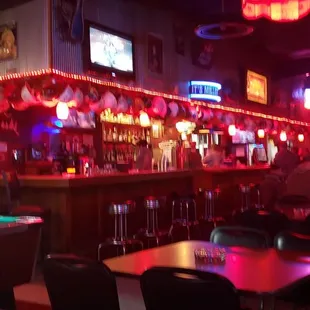 a bar with neon lights