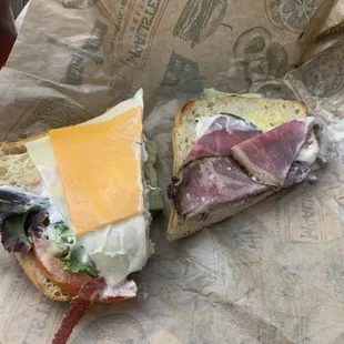 One slice roast beef sandwich