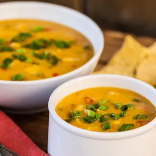 two bowls of soup