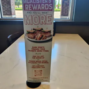 QR code available for table side ordering