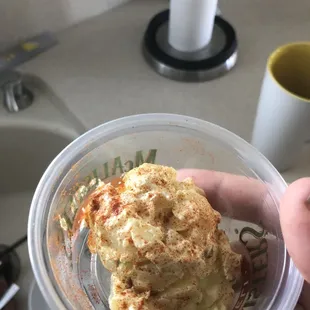 One baby spoon full of potato salad