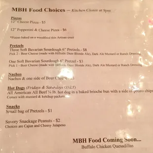 menu