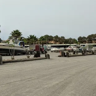 a row of parked boats