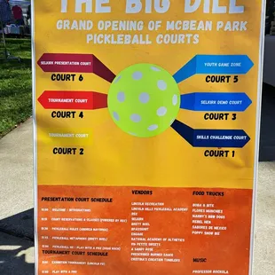 Grand Opening of McBean Park Pickleball Courts - Schedule of Events