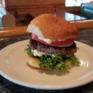 a burger on a plate