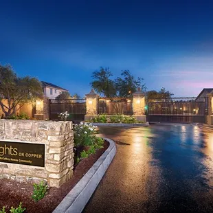The entrance to McCaffrey Homes' gated community, The Heights on Copper in Fresno, CA.