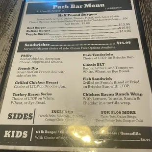 menu