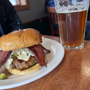 a burger and a beer