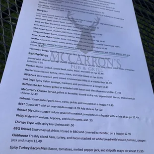 the menu