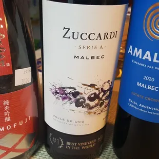 The selected saké and pair of Argentinian malbecs (5/14/22)