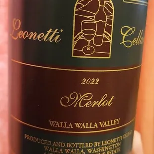 Picked up my bottle of 2022 Leonetti Merlot (4/6/24)