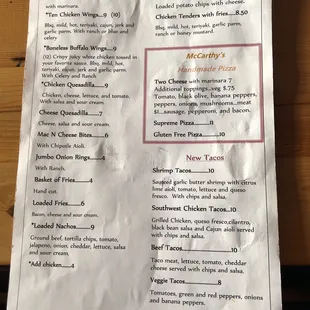 menu