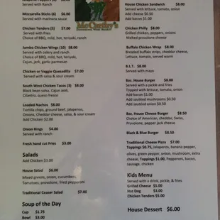 McCarthys Food Menu, our kitchen is open late and we offer other kitchen specials throughout the week