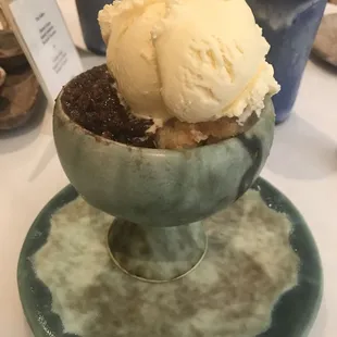 Warm cobbler - half chocolate and half caramel. MONEY!!!