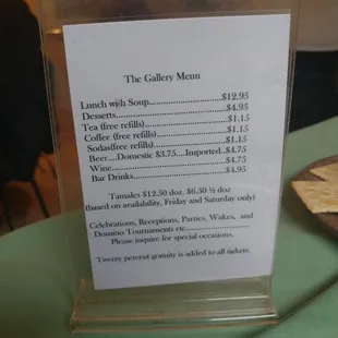 menu