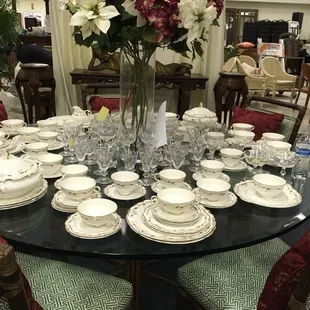 Saturday January 27 auction 10 am Belleek WAterford Minton Loulu palm planter Doll houses