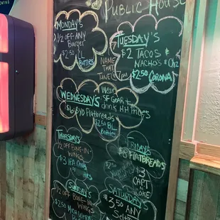 Daily Specials on chalkboard