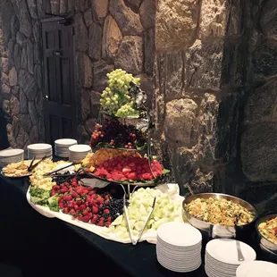 a buffet of food
