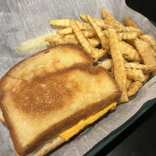 Grilled cheese &amp; seasoned fries