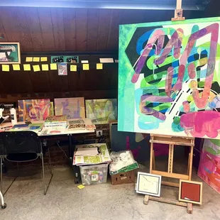 Artist desk and workspace