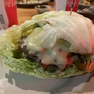 Diablo Caliente Burger wrapped in Lettuce Bun