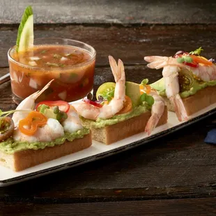 Avocado Shrimp Toast and Gazpacho
