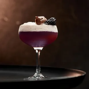 Overcast - Woodford Reserve Bourbon, Joseph Cartron Crème de Cassis, Fee Brothers Orange Bitters, fresh lime juice ~Cassis &amp; chocolate foam