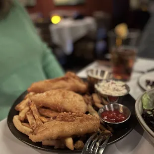 a plate of fish and chips