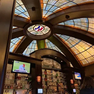 the ceiling of the restaurant
