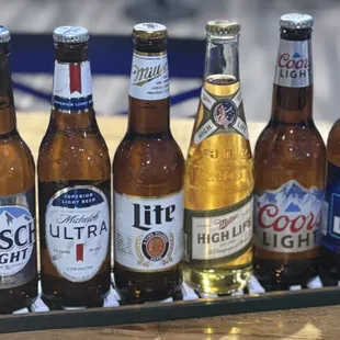 a row of beer bottles
