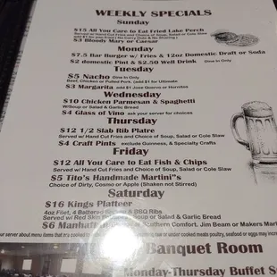 Daily specials.