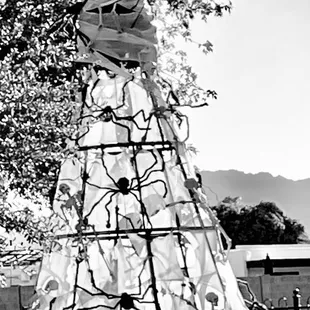 The Pumpkin-headed skeleton towers with ginormous spiders crawling all over it!  Happy Halloween, my Yelper friends!  :-)     Late Oct 2021