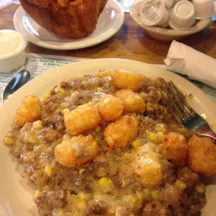 Hot dish special &amp; popover!! Yum!