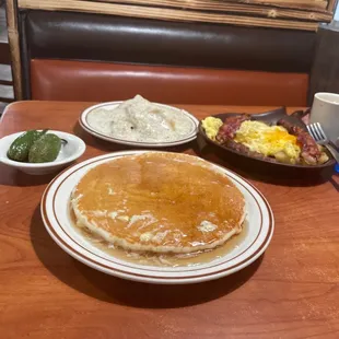 Very yummy morning!!! The Country skillet and I Added one pancake with my coffee as well ;)
