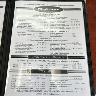 menu