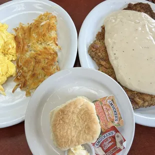 Chicken fried steak breakfast.