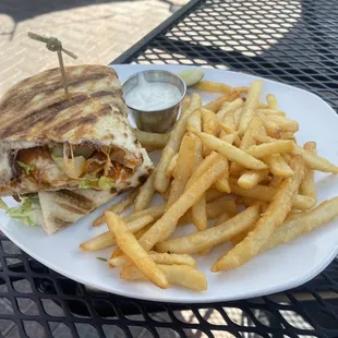 Buffalo Chicken Panini with Fries