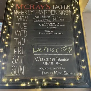 weekly events