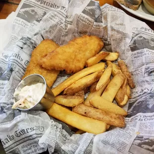 Fish and chips with homemade tartare sauce