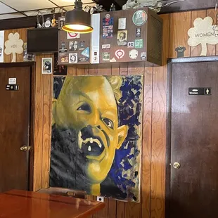 a painting of a smiling bear