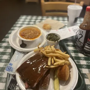 The real mcdaniels deal ....heavenly ribs, collards, Brunswick stew, Fries