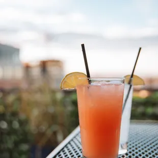 a drink on a table