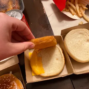 What. The. Fuck. Is. This??????  Look at that cheese. Where's the tartar sauce?