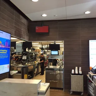 View of kitchen from front counter