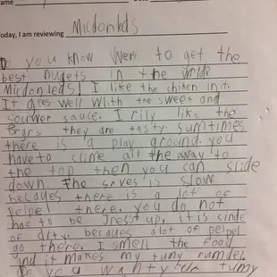 a handwritten letter from a child