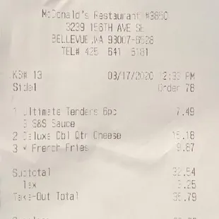 The receipt that I had to pay again and didn&apos;t get the coupon from the mobile app.