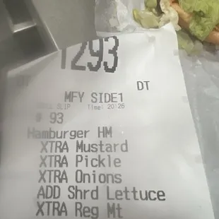 Hamburger extra meat. NO MEAT!  How lame can they be??