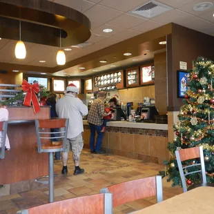 a christmas tree in the foreground