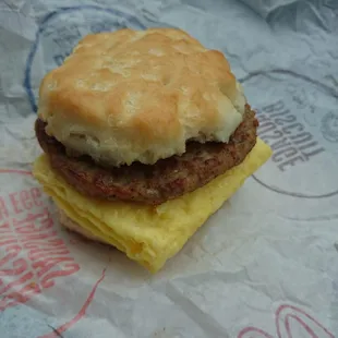 Egg and sausage mcbiscuit